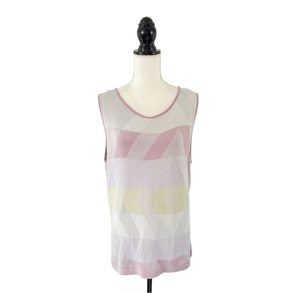 Jones New York Womenβs Silver Gray, Pink, Purple & Yellow Slipover Tank Size XL - Picture 3 of 11